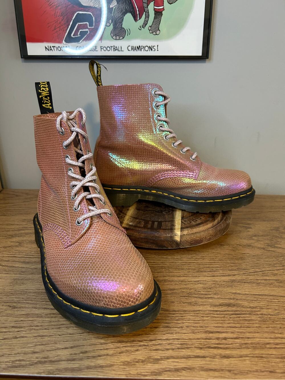 Dr Martens 1460 Pascal Pink Iridescent Snake Print size 8/EU 39